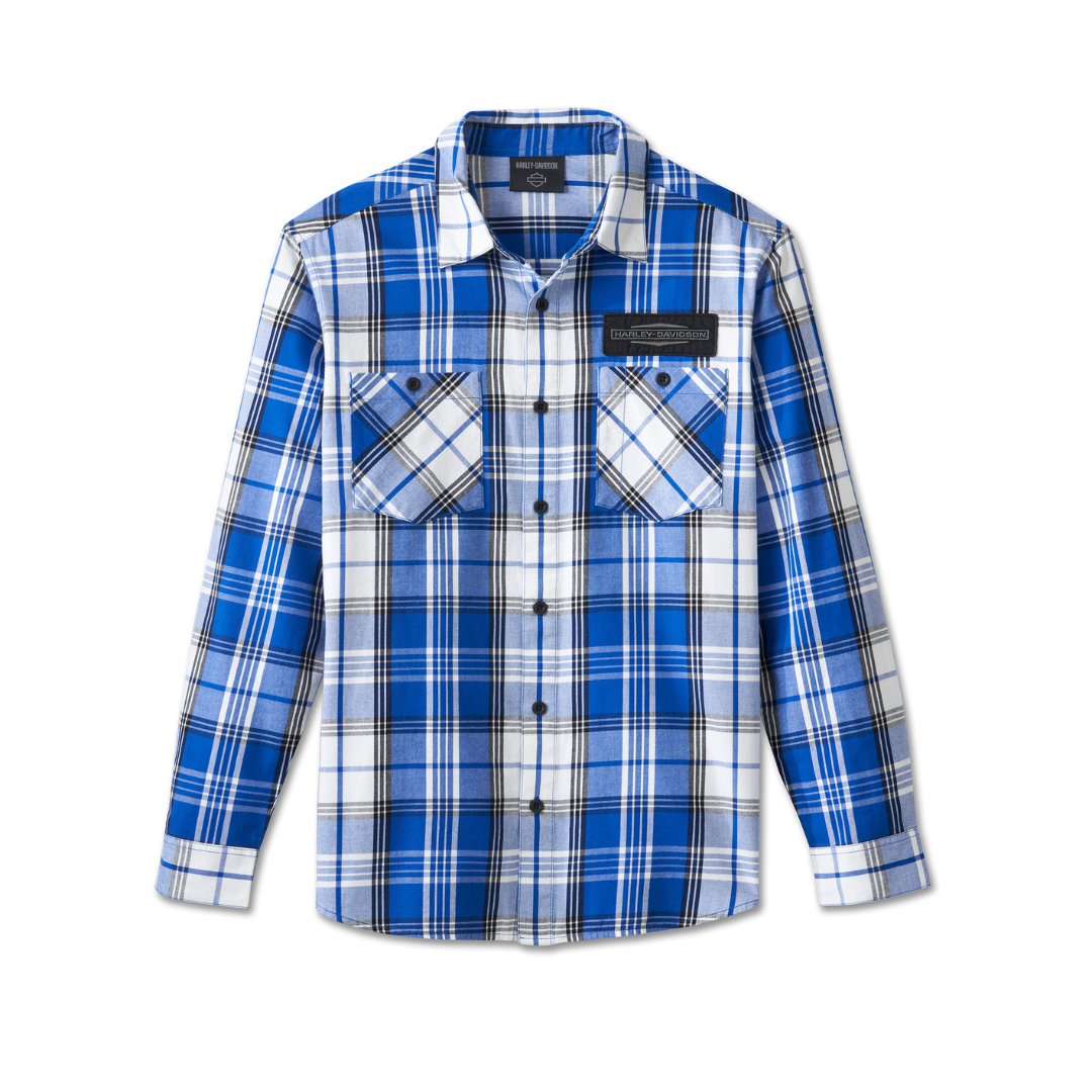 HARLEY-DAVIDSON® R-SHIRT-WOVEN,BLUE/WHITE PLAID