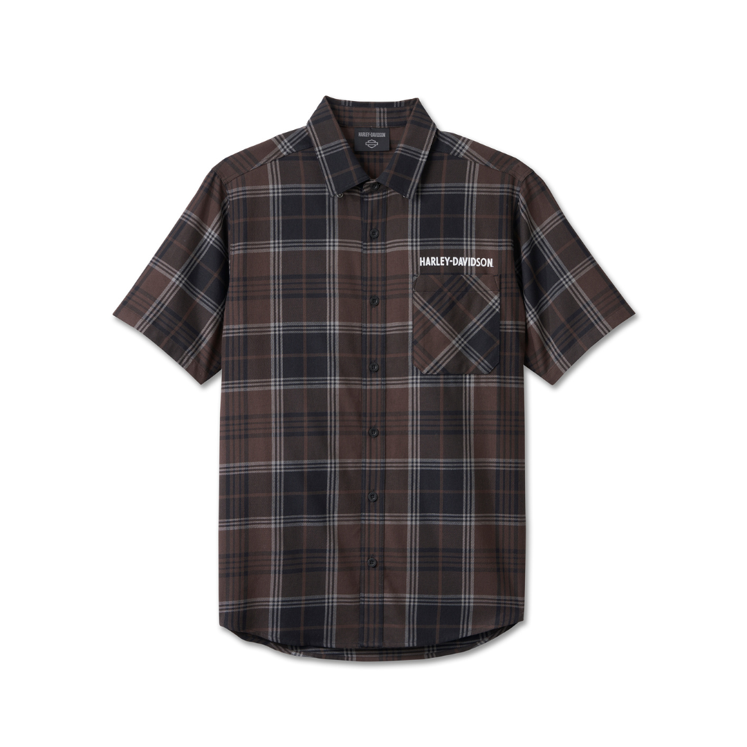 HARLEY-DAVIDSON® R-SHIRT-WOVEN,BLACK/BROWN PLAID