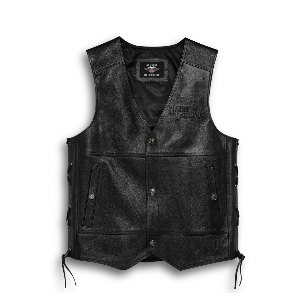 HARLEY-DAVIDSON® VEST-GMIC,TRADITION II,LTHR,BL