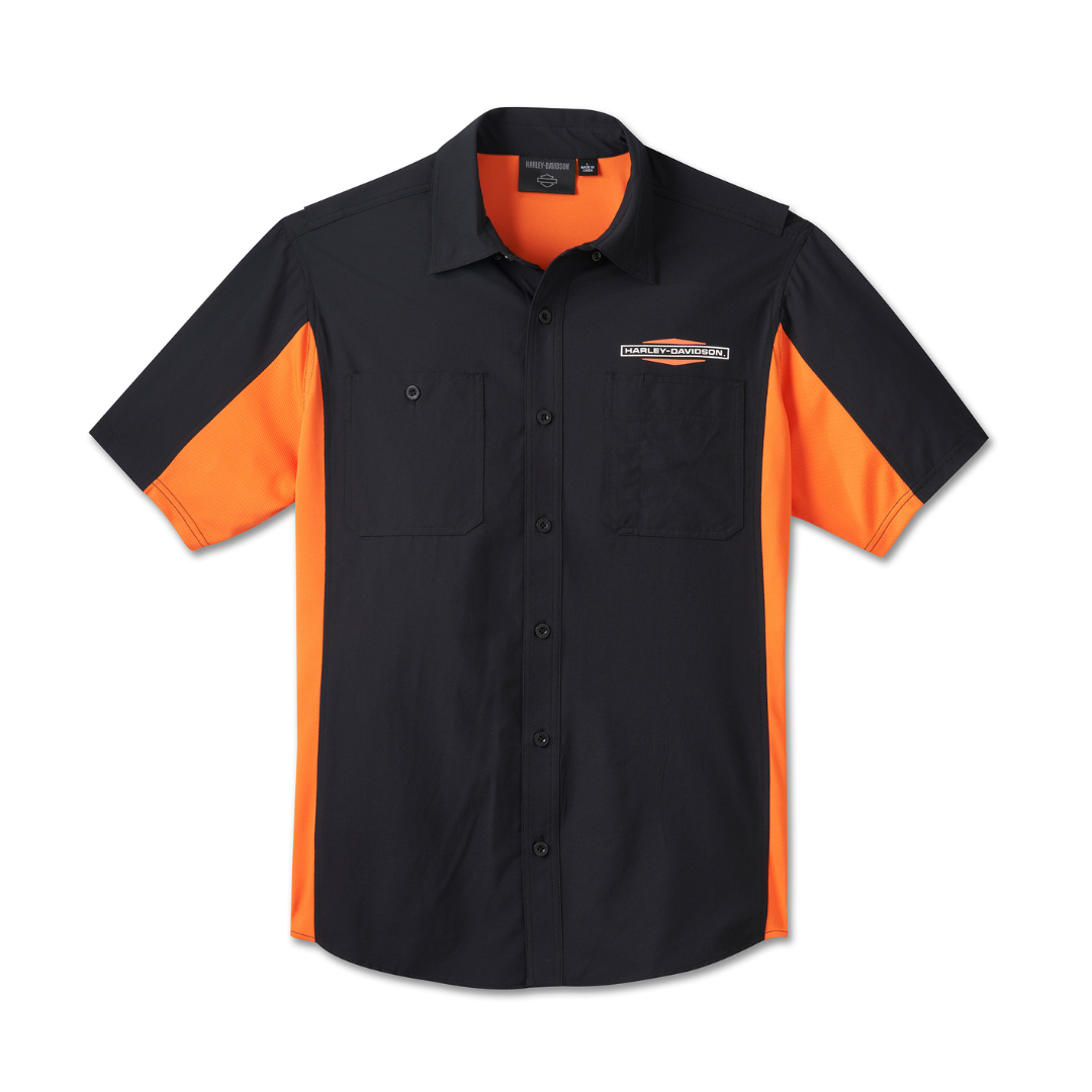 HARLEY-DAVIDSON® R-SHIRT-WOVEN,BLACK/ORANGE COLOR