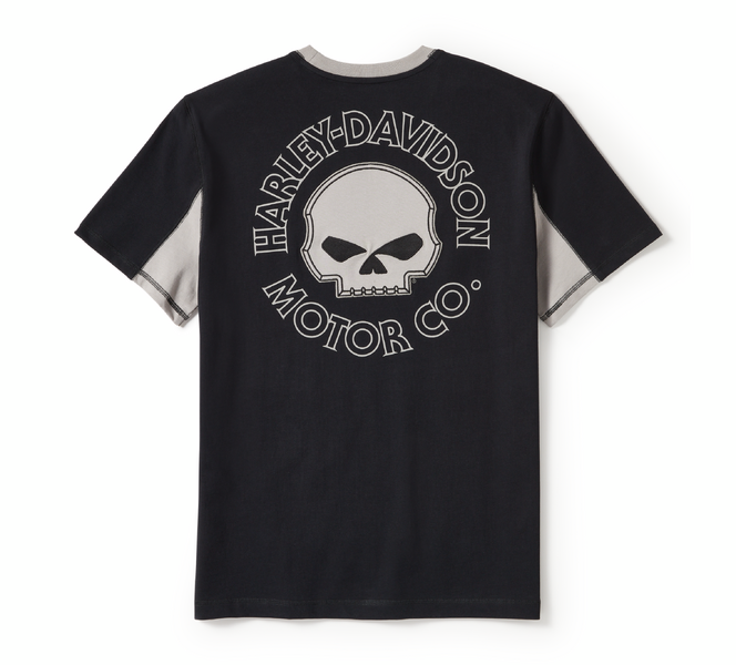 HARLEY-DAVIDSON® TEE-KNIT, BLACK/GREY COLORBLOCK