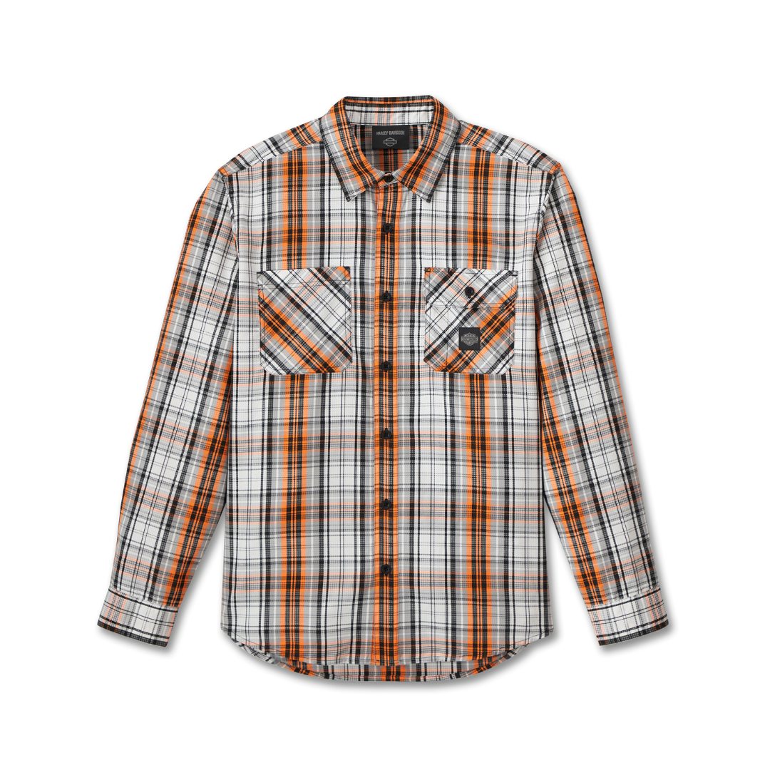 HARLEY-DAVIDSON® R-SHIRT-WOVEN,ORANGE PLAID