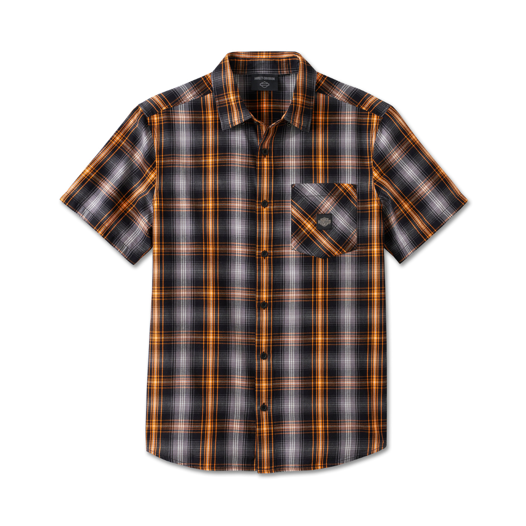 HARLEY-DAVIDSON® R-SHIRT-WOVEN,BLACK/GREY PLAID