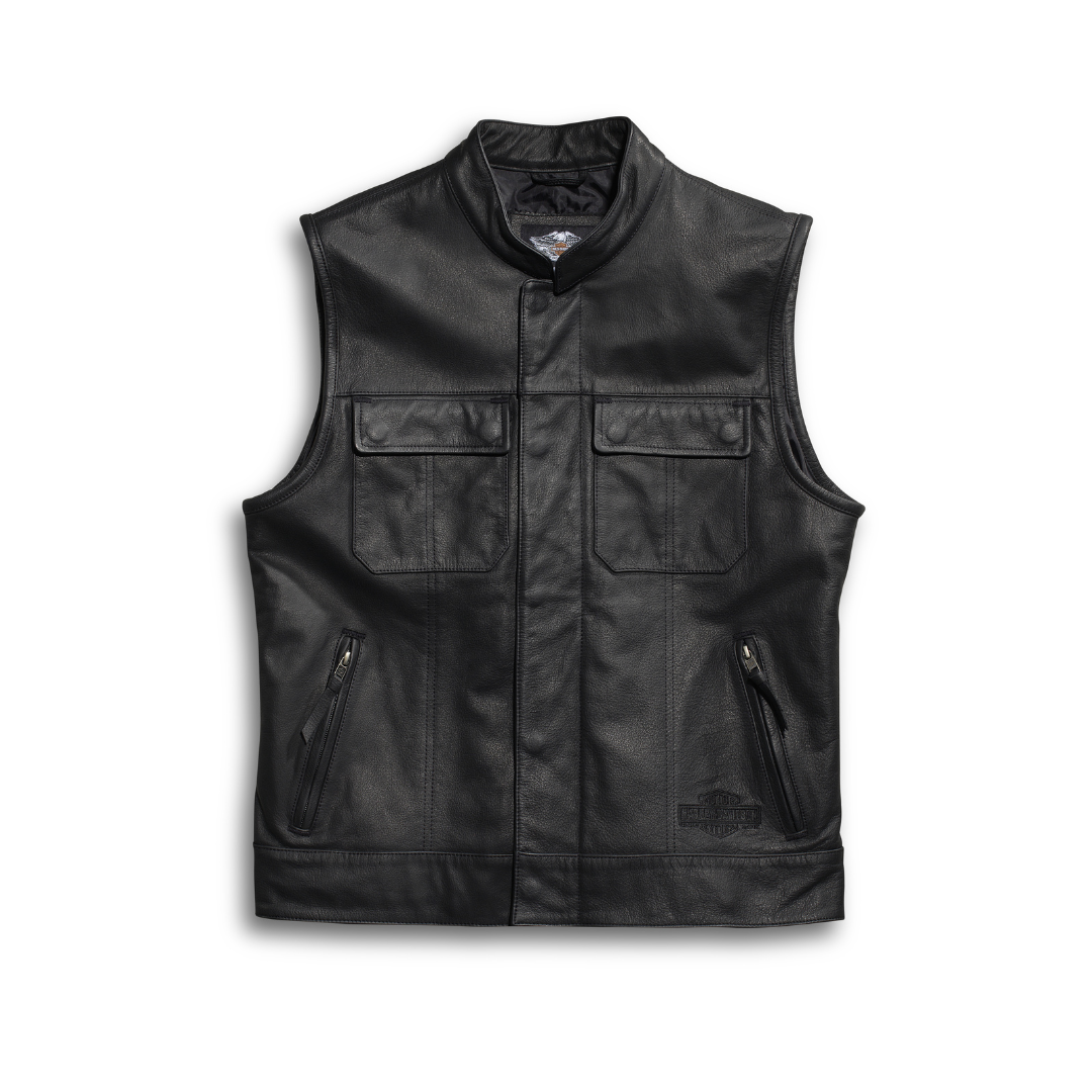 HARLEY-DAVIDSON® VEST-LTHR,FOSTER,BLK